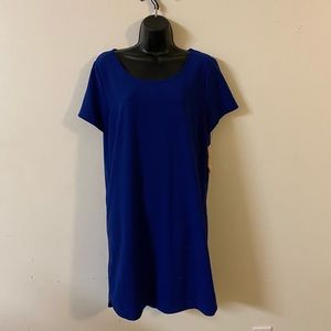 Blue Textured Short Sleeve Dress
